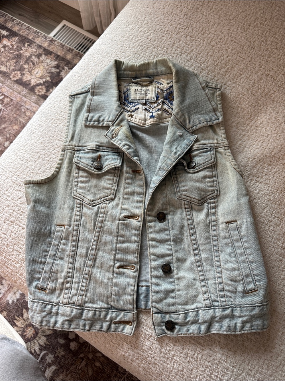 Light Wash Denim Vest Jacket